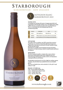 Savignon blanc Marlborough 2023 wine bottle, close-up of Starborough Wines label highlighting quality and awards, showing a sleek wine bottle for premium feedback.
