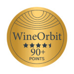 Rich golden WineOrbit award badge showcasing 90+ points for Starborough Wines, highlighting excellence in New Zealand premium wines.