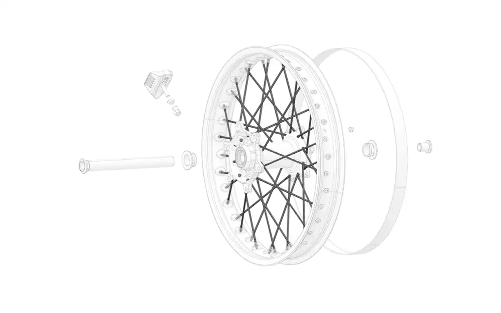 Rear wheel spokes for 19"