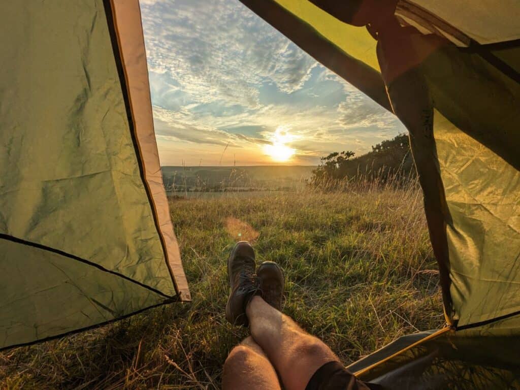 Sierra Designs Meteor 3000 Review (2025) 9 Relaxing in tent