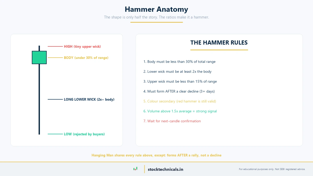 Hammer anatomy with labeled wicks and rules