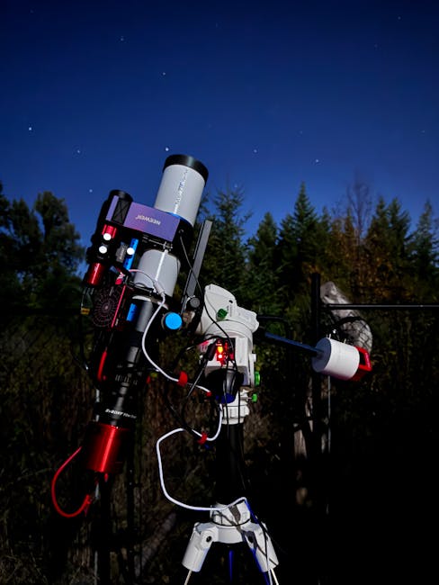 Teleskop til astronomi og stjernekiggeri under nattehimlen. Perfekt til astronomi-entusiaster og stj.