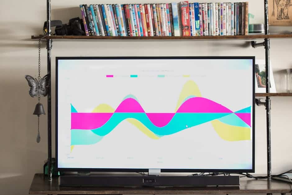 Digital streaming skærm med farverige grafikker.