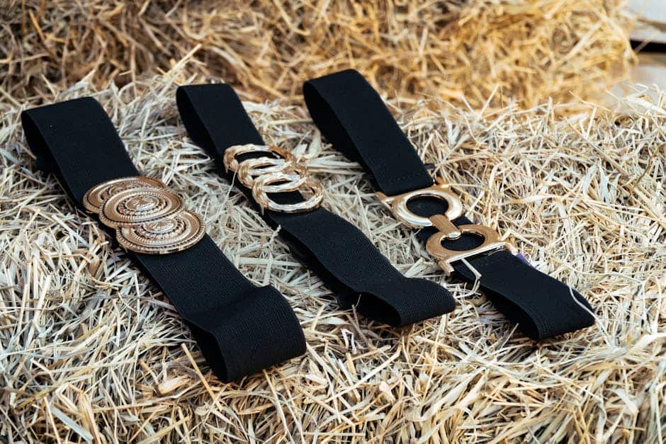 Ure, smykker og modeaccessories på sorte remme.