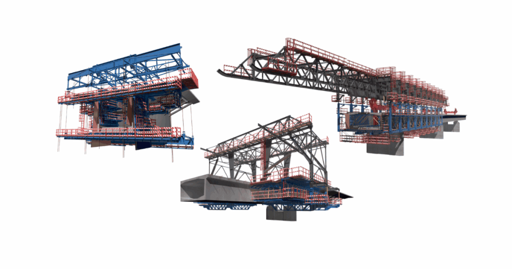 Anna Jagiellon Bridge, Warsaw, Poland construction using Form Travellers, Overheard Movable Scaffolding System and Wing Form Travellers