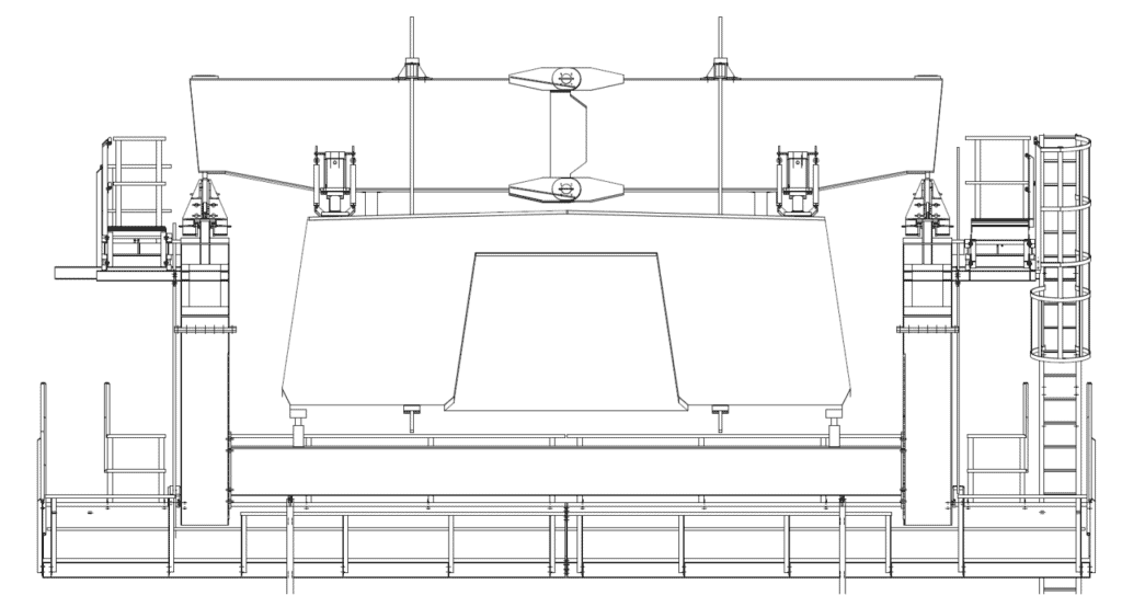 Cross section of arch form traveller
