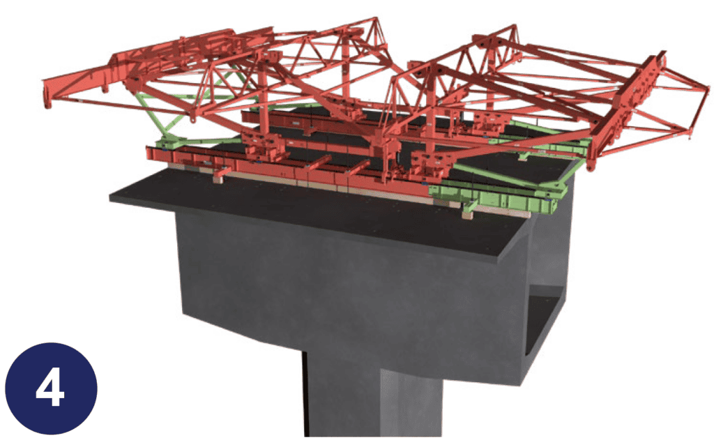 Left Form Traveller main frame rear part installed
