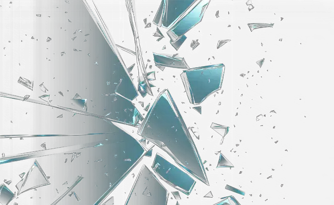 pixel studio - kreatywne studio graficzne przedstawione w formie tłuczonego szkła- co sugeruje łamanie schematów