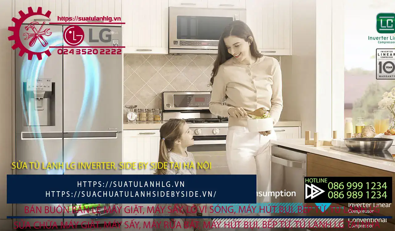 Lg refrigerator repair service for LG inverter side-by-side models in Hanoi. Expert repairs, maintenance, and warranty support for LG refrigerators, washing machines, dryers, and more. Reliable appliance care.