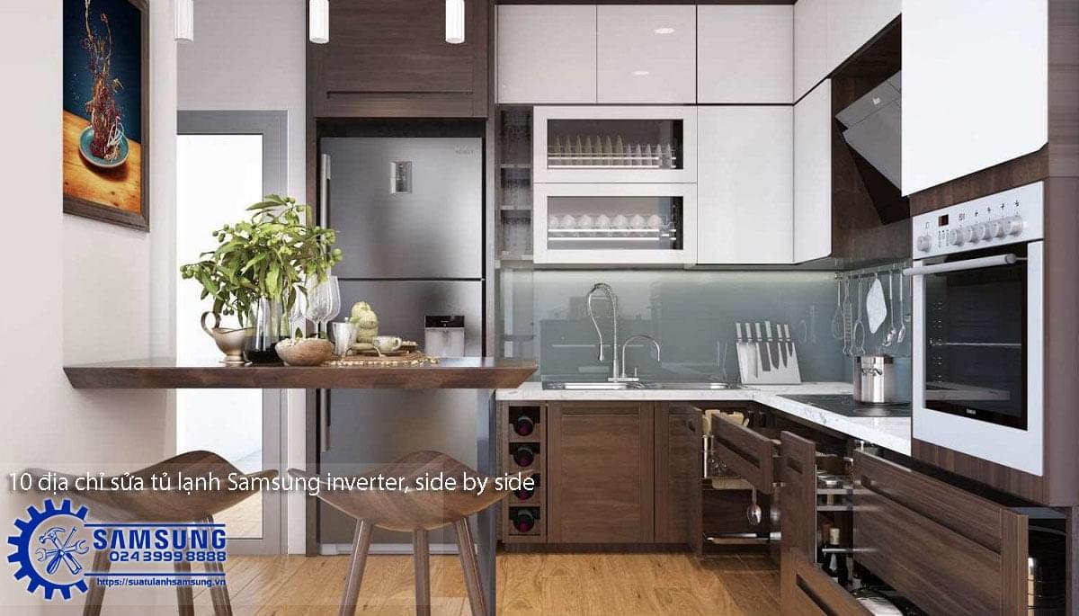 Samsung side-by-side refrigerator repair service, Samsung inverter fridge repair, professional appliance maintenance, expert Samsung fridge repair in Vietnam, trusted Samsung refrigerator service.