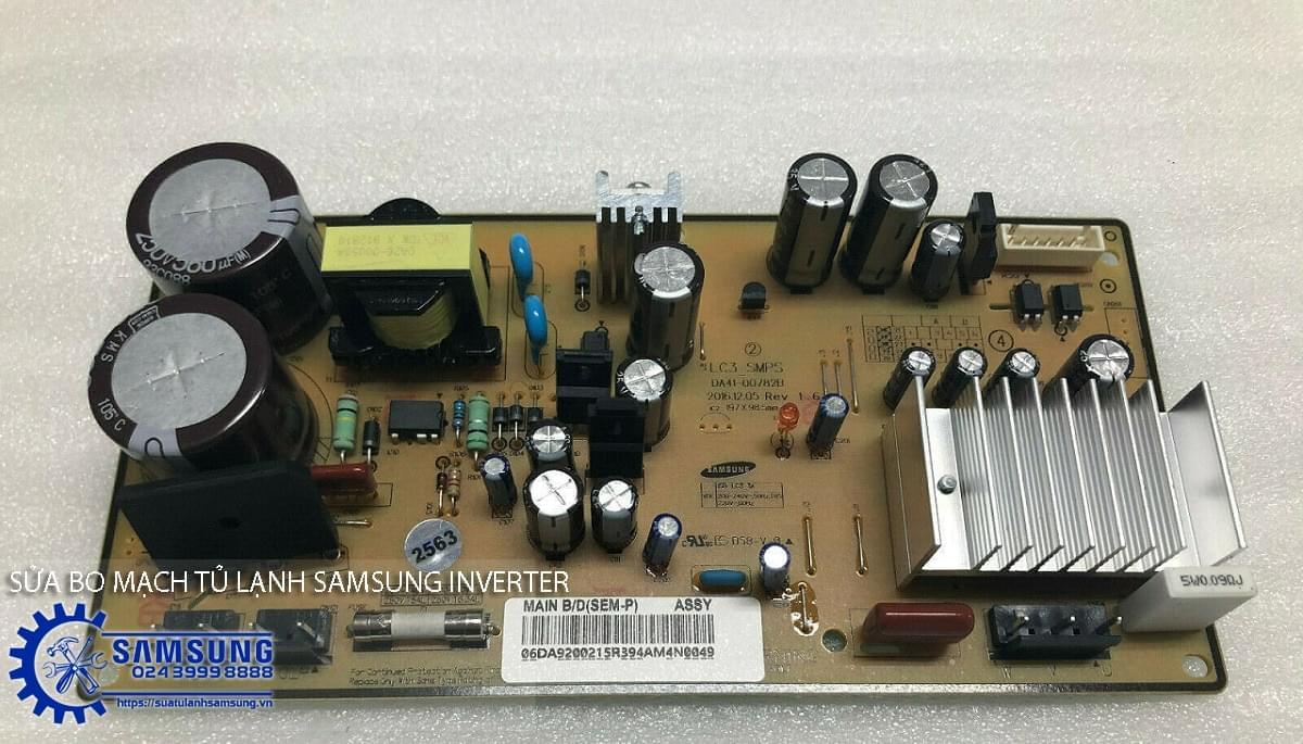 High-quality Samsung refrigerator inverter circuit board with cooling components for repair services. Perfect for Samsung side-by-side fridge maintenance and troubleshooting.