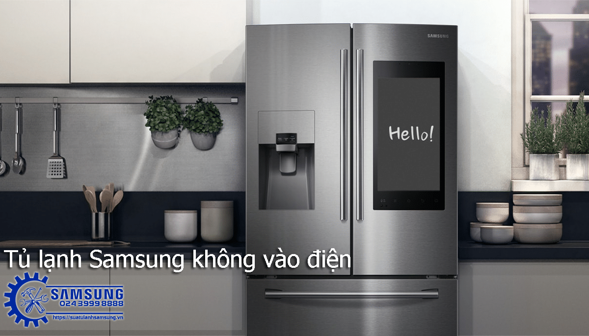 Samsung side-by-side refrigerator with digital screen, modern kitchen setting, featuring sleek stainless steel finish for optimal cooling and smart technology.