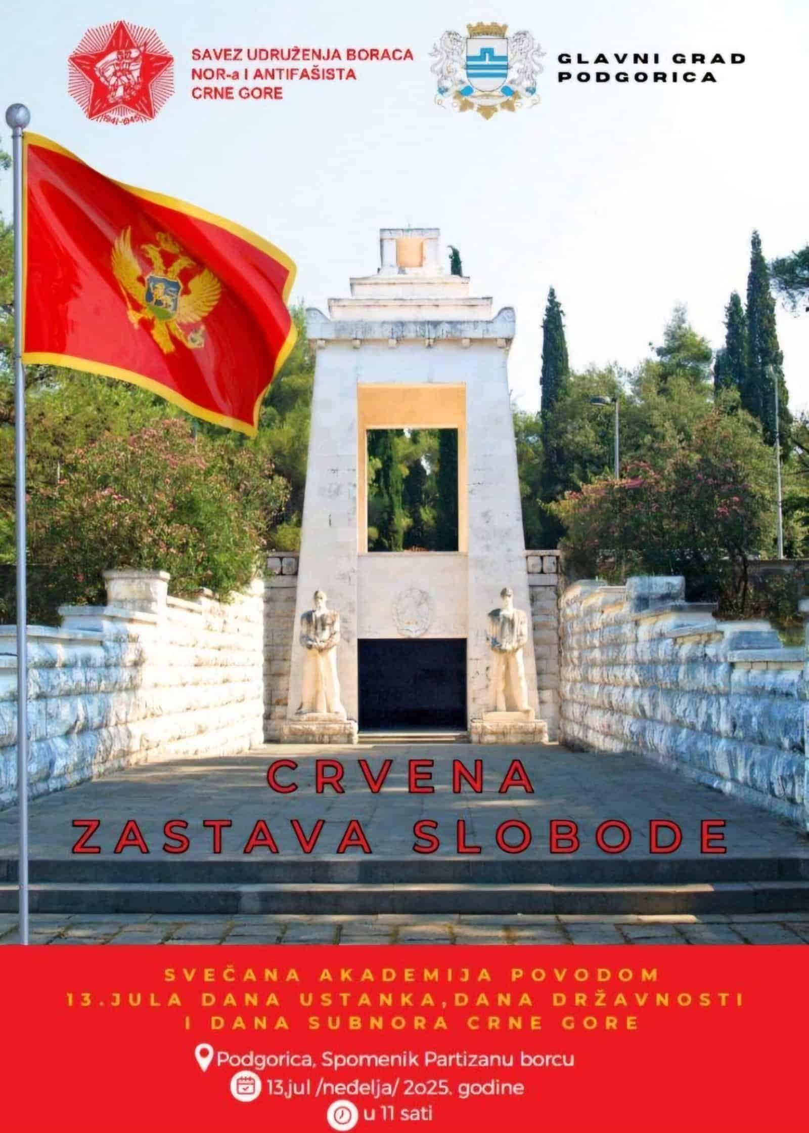 Crvena zastava, spomenik borcima, Podgorica, Crna Gora.