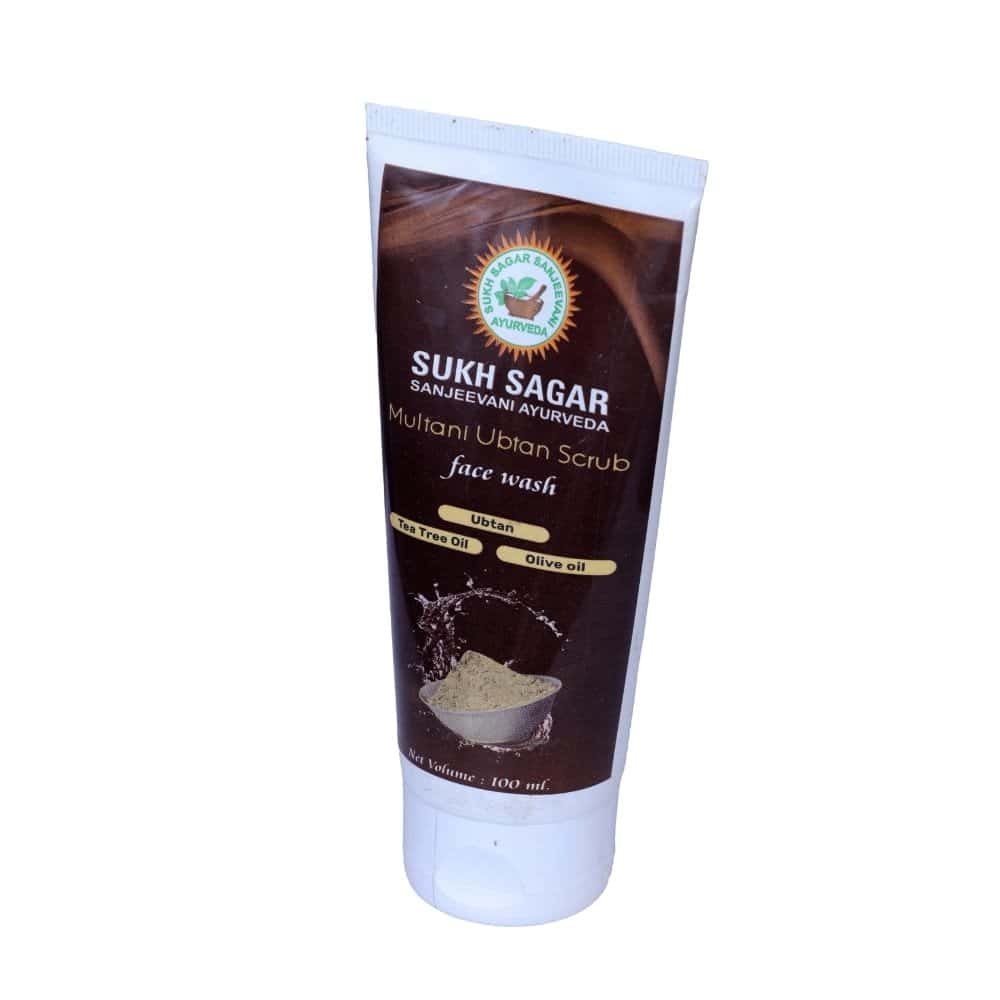 Sukh Sagar Ubtan Face Wash tube with natural ingredients.
