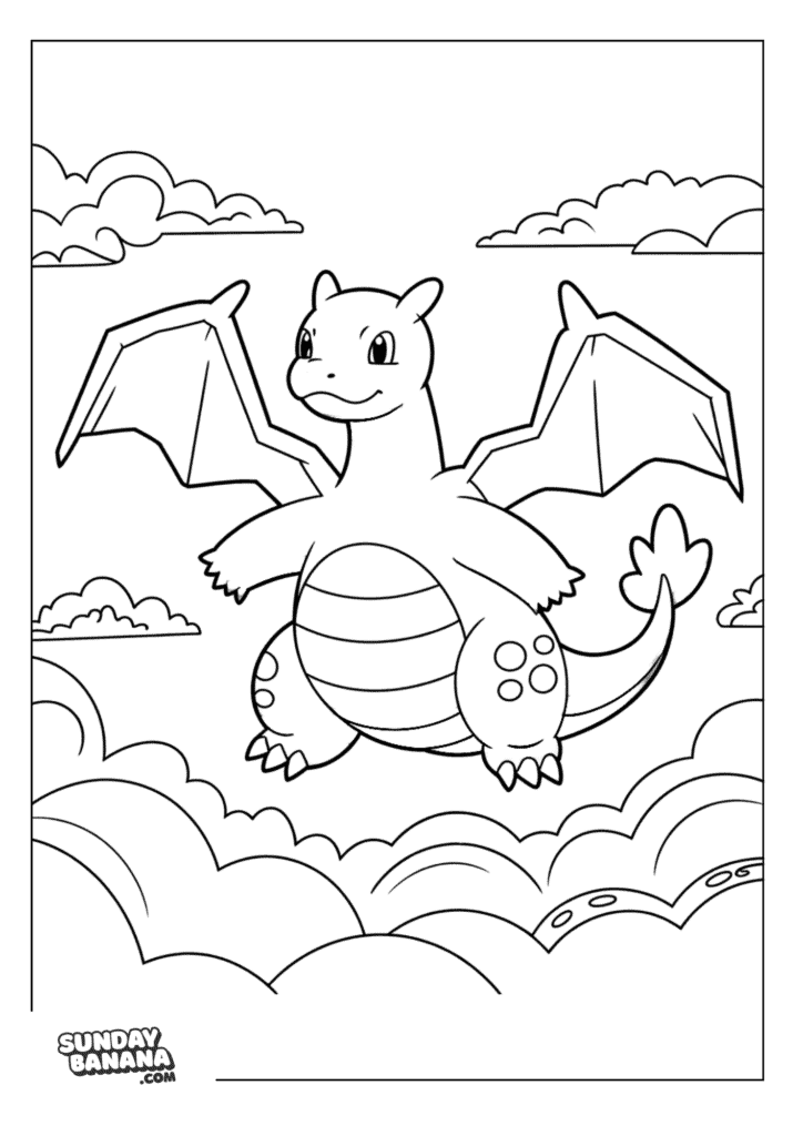 Dragonite-Cute-Pose-Pokemon-Coloring-Page