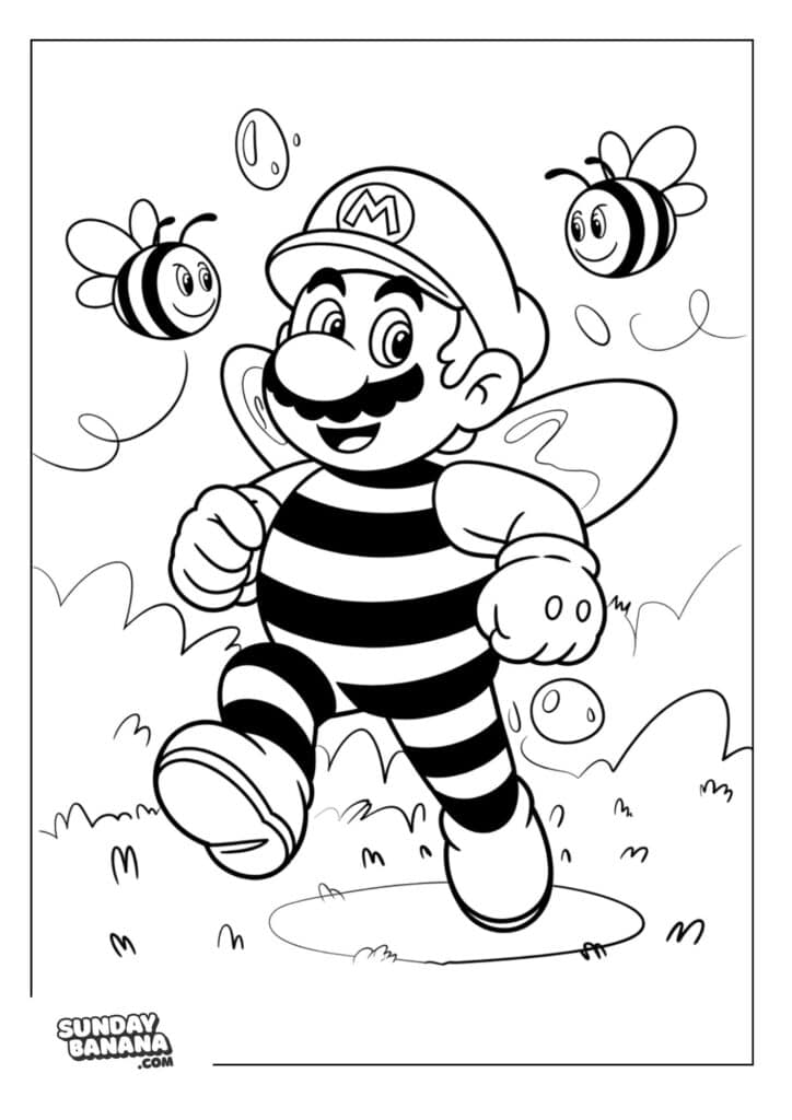 Mario-Bee-Suit-Coloring-Page