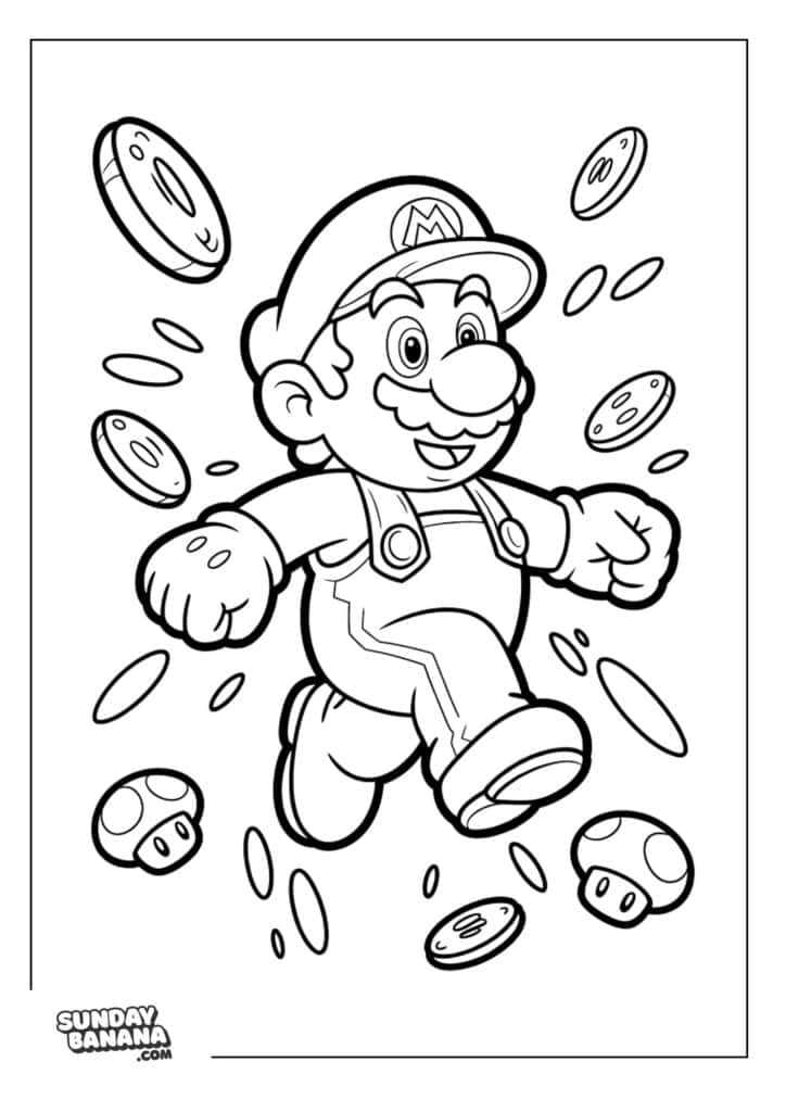 Mario-Coins-Mushroom-Background-Coloring-Page