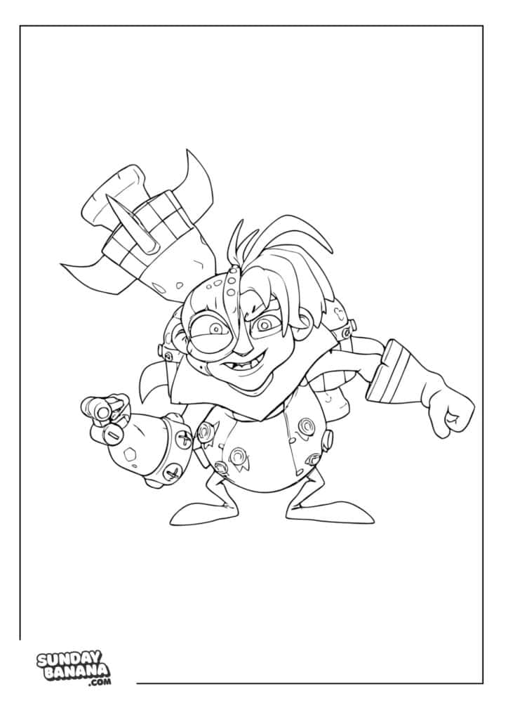 Doctor N. Gin looking villainous Crash Bandicoot coloring page