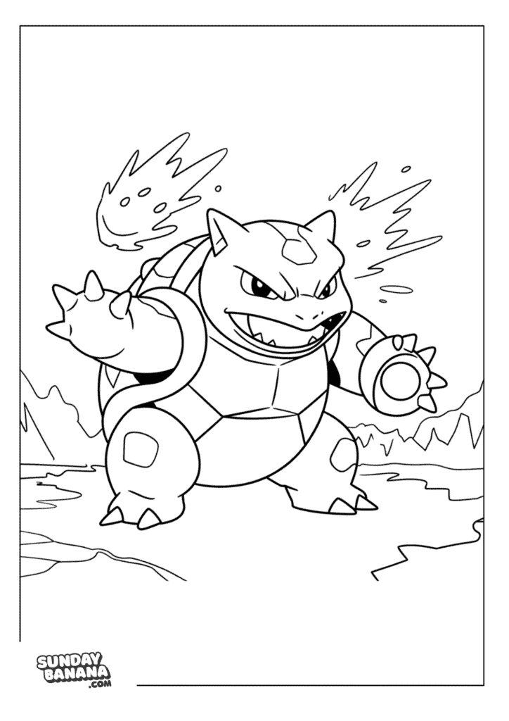Blastoise-Blast-Pose-Pokemon-Coloring-Page