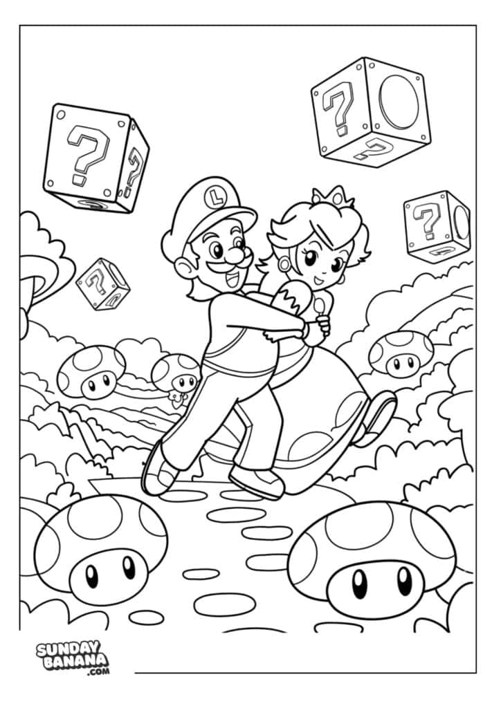 Luigi-Saving-Princess-Peach-2-Coloring-Page