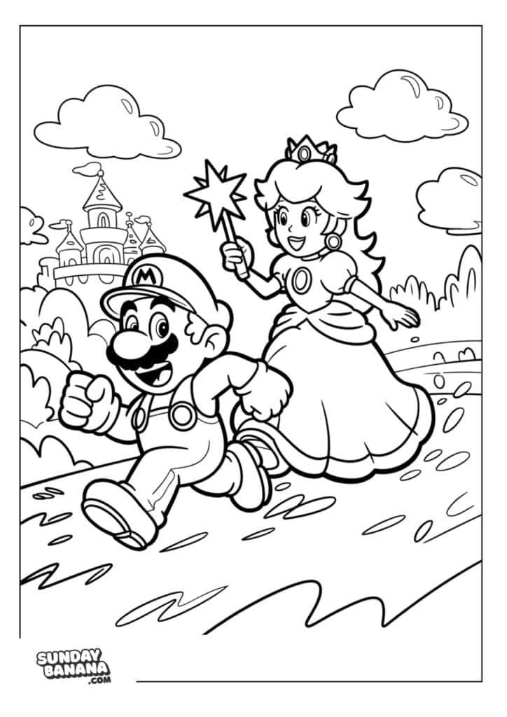 Mario-Princess-Peach-Wand-Coloring-Page
