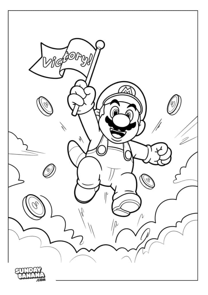 Mario-Raccoon-Victory-Coloring-Page