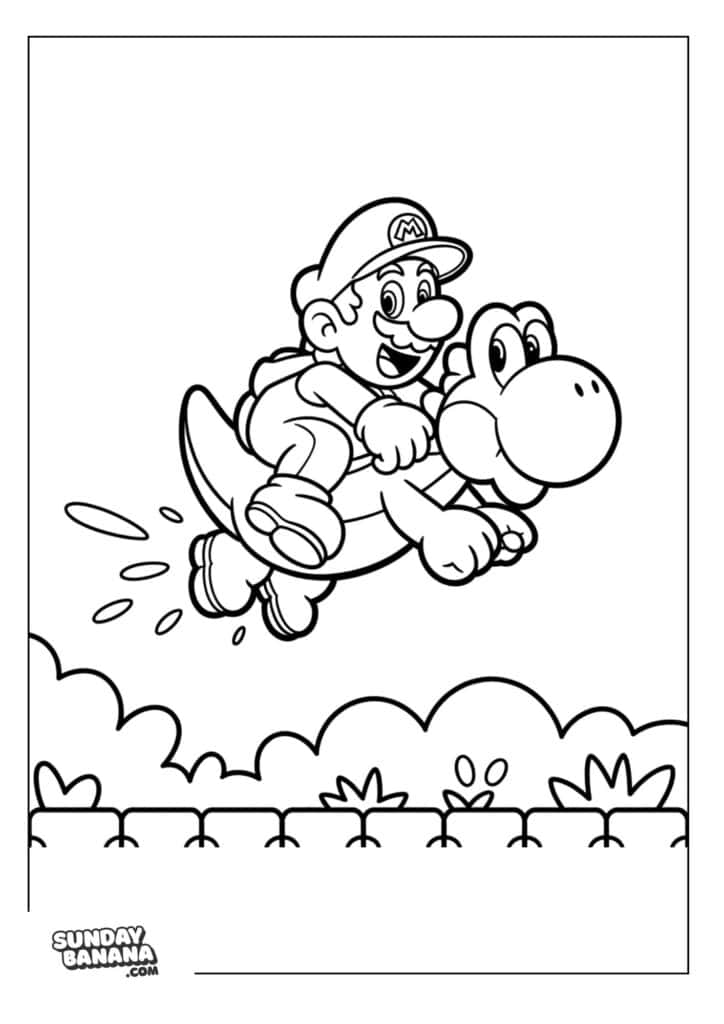 Mario-Riding-Yoshi-Coloring-Page