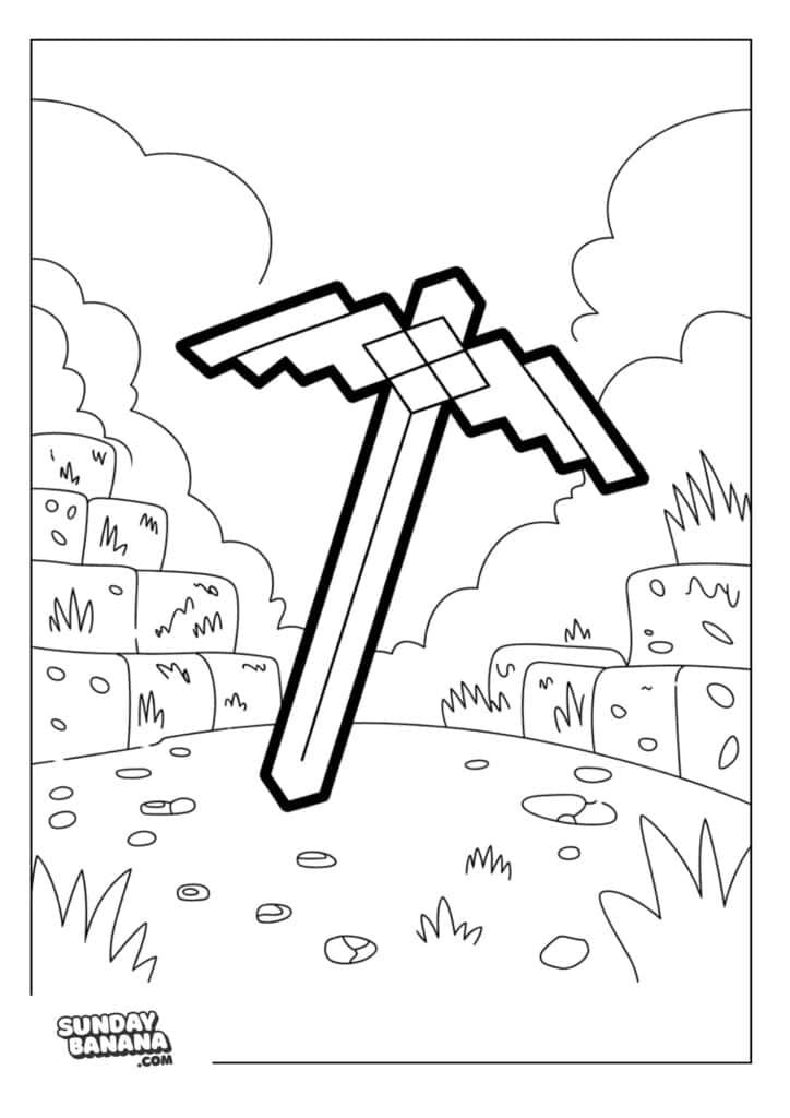 Minecraft-Axe-Coloring-Page
