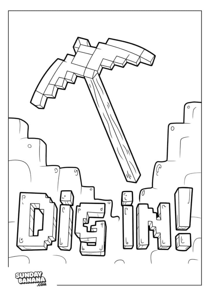 Minecraft-Axe-Dig-In-Coloring-Page