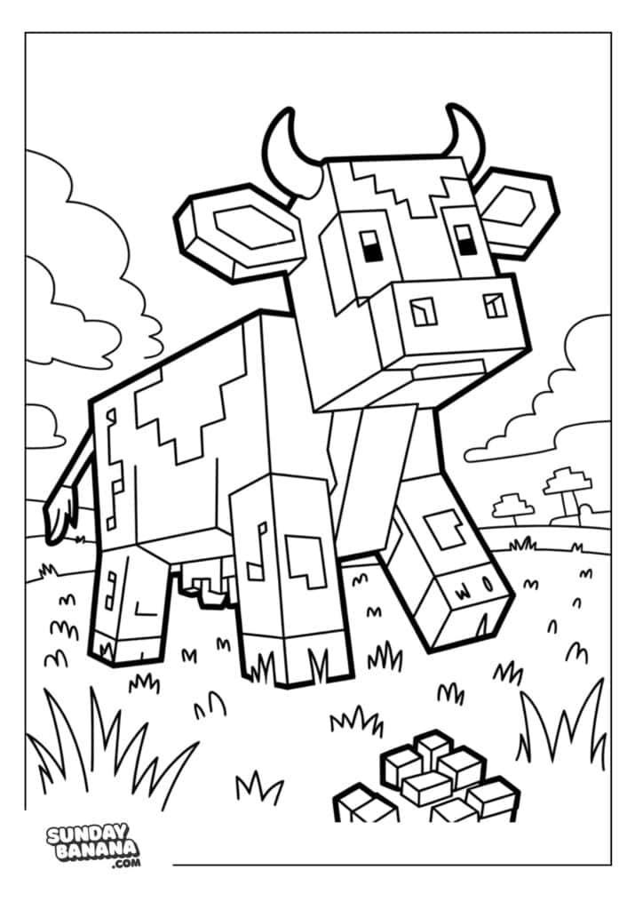 Minecraft-Cow-Coloring-Page