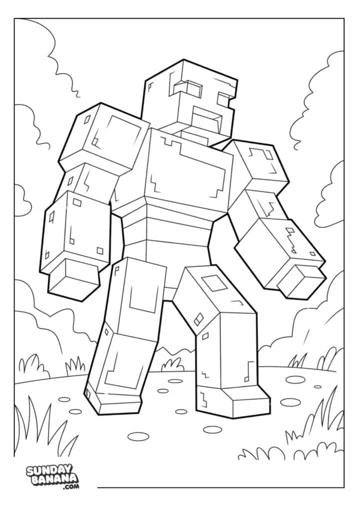 Minecraft-Golem-Walking-Coloring-Page