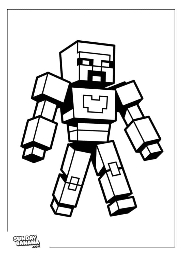 Minecraft-Golem-with-shading-Coloring-Page