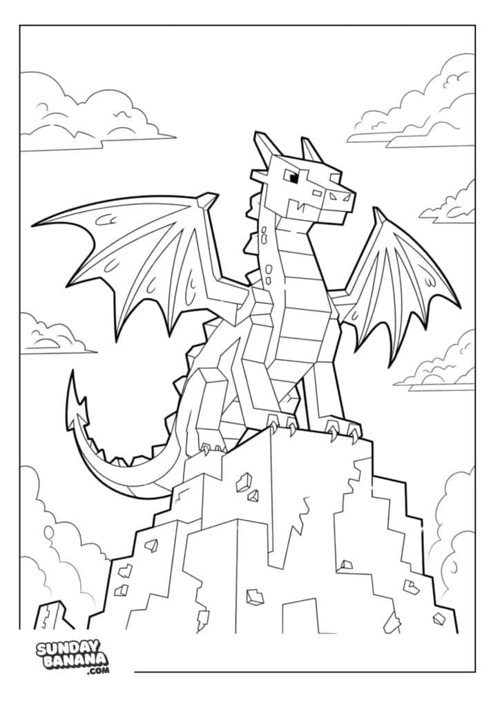 Minecraft-Perched-Dragon-Coloring-Page