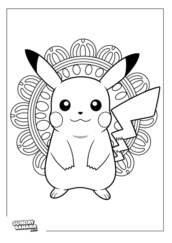 Pikachu-Cute-Mandala-Coloring-Page