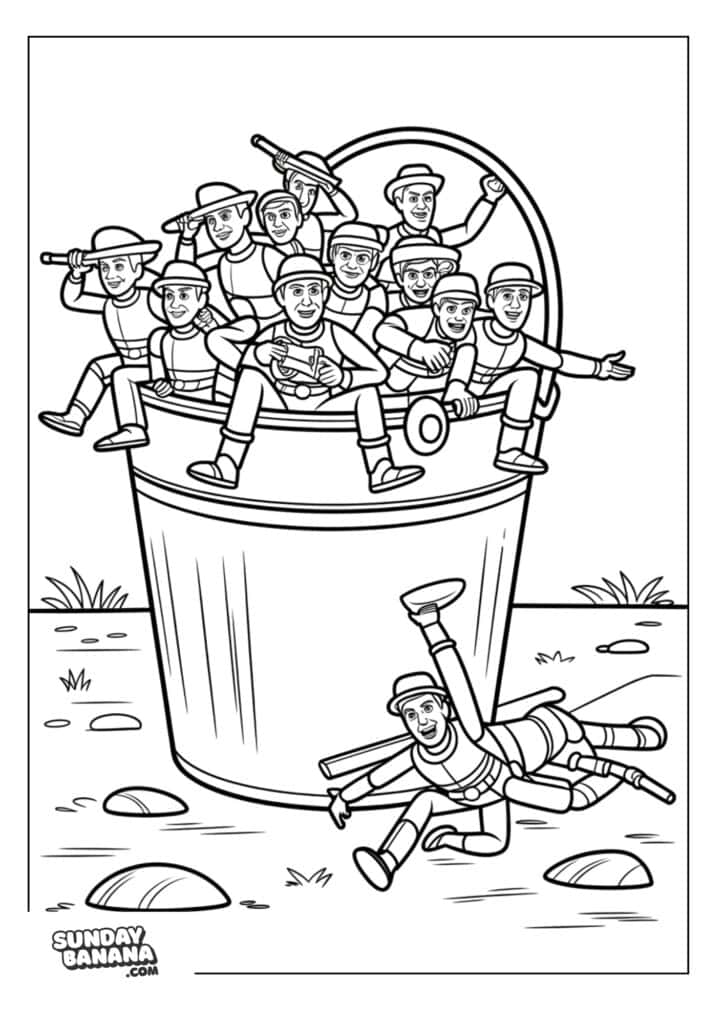 Bucket o' soldiers in a bucket Toy Story coloring page