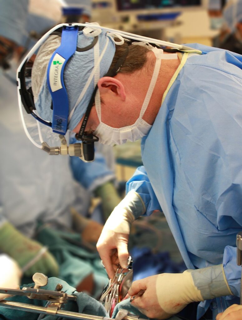 Surgeon conducting surgery with ISO & CE-certified surgical instruments supplied by Salwans USA