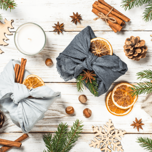 Furoshiki wrapping method which is a great was to have a zero waste christmas