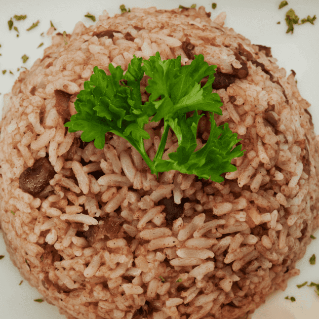 Gallo pinto a Costa Rican dish for breakfast that has protein thanks to the black beans
