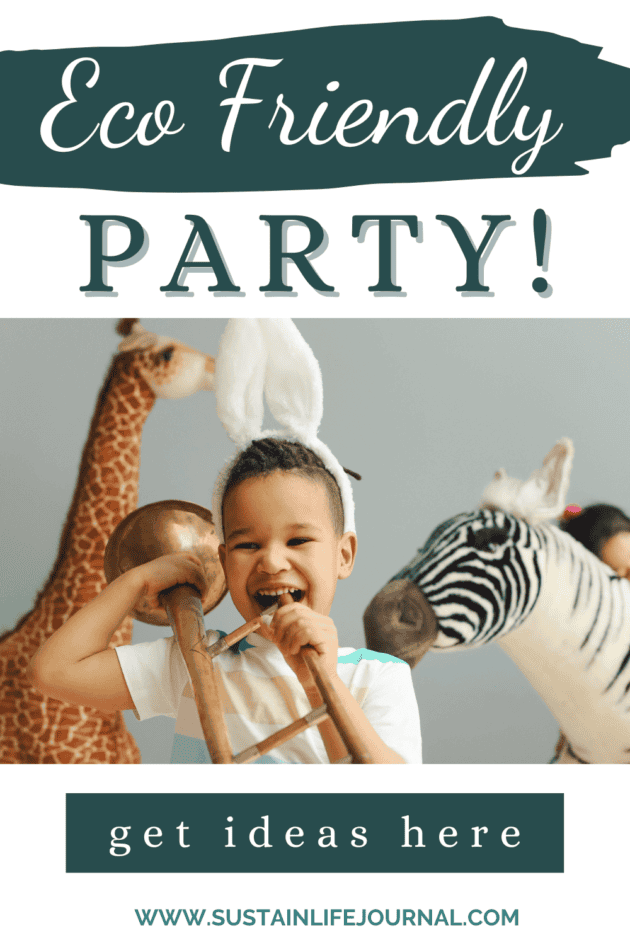 a boy with a trumpet celebrating at a zero waste party