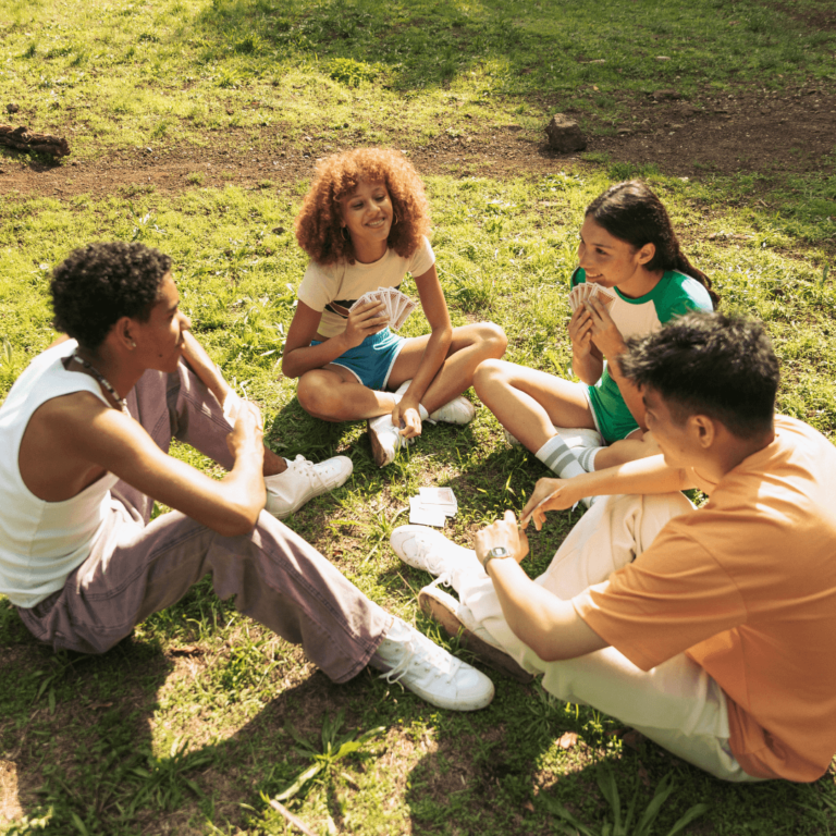 a group of teens hanging out making healthy choices