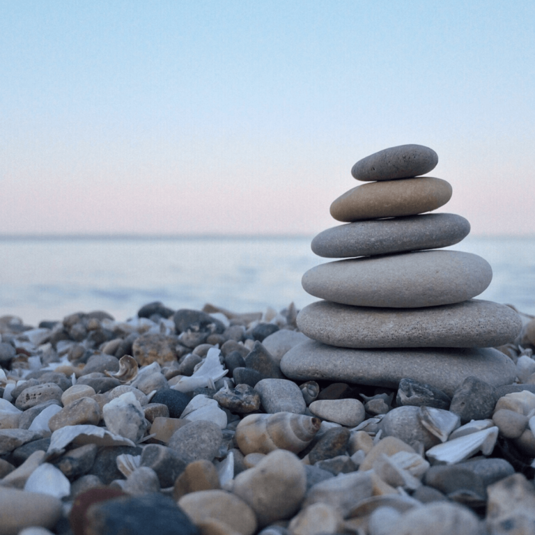 a stack of rocks that people use for meditation