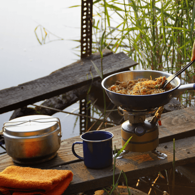 kitchen camping gear set up