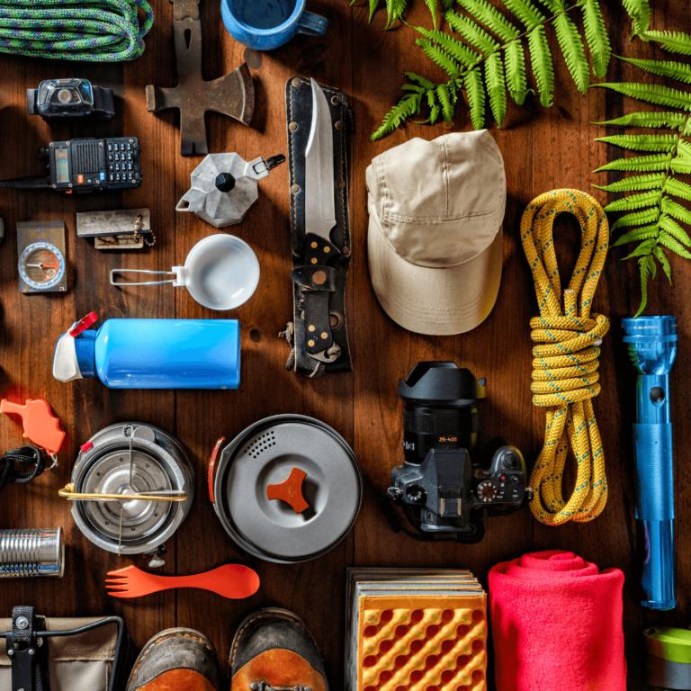 camping gear that will be organized for a camping trip