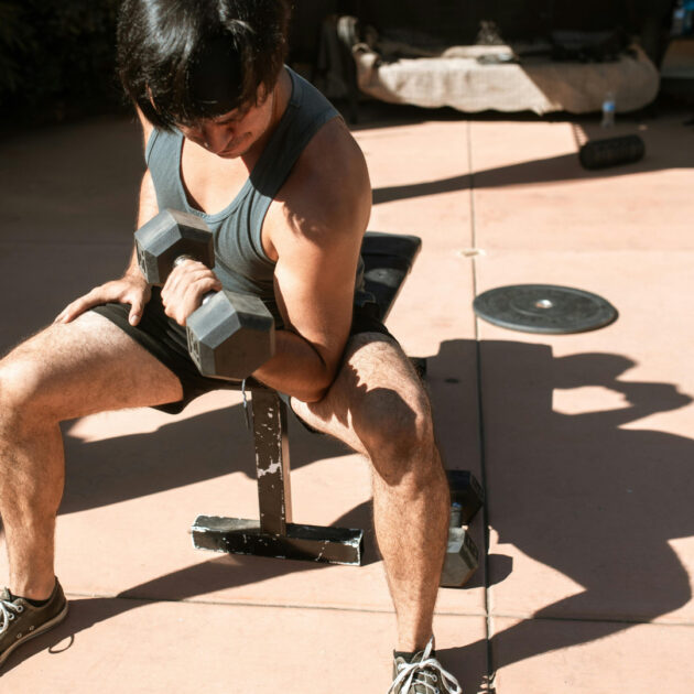 person working out at home