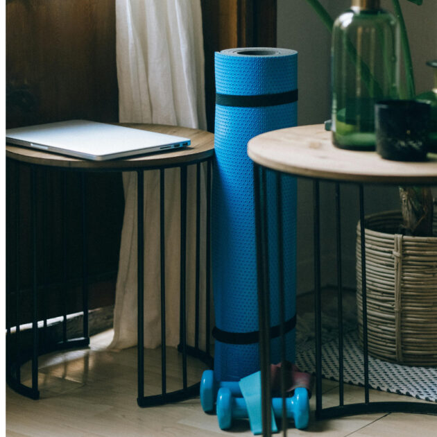 yoga mat and pilates mat in mini gym