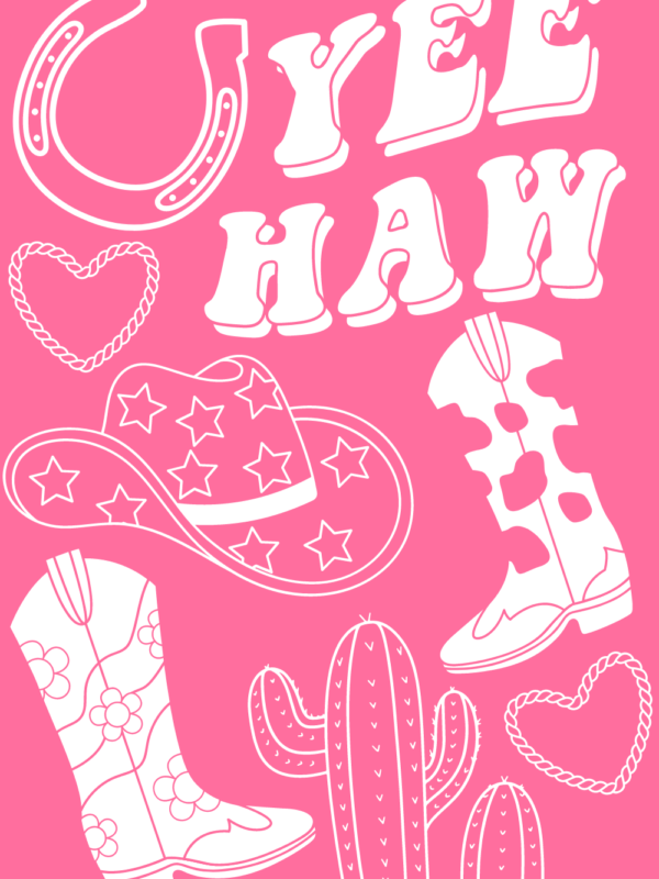 preppy hot pink cow girl wall decor