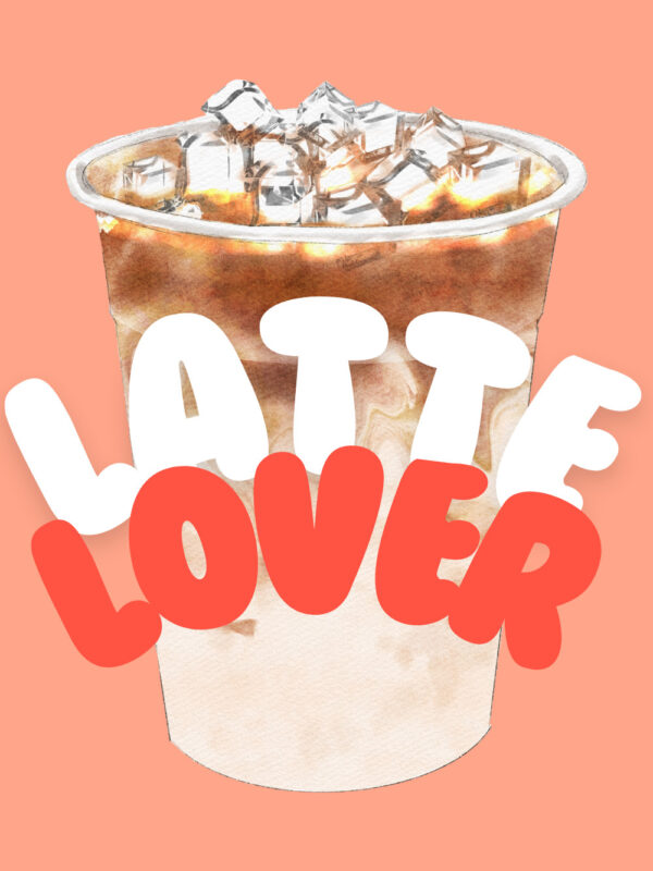 an iced latte with text that says latte lover
