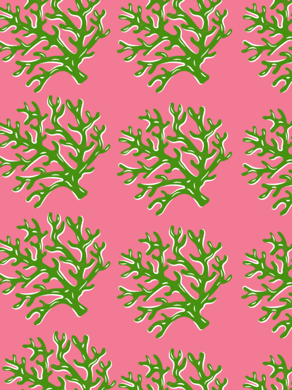 Pink and Green Coral Digital Download Wall Art