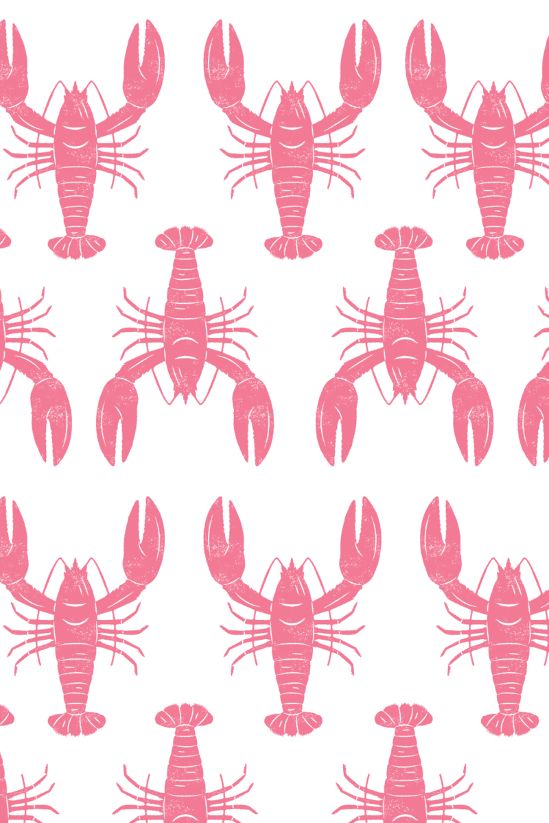 Pink Lobster Pattern Digital Download Wall Art