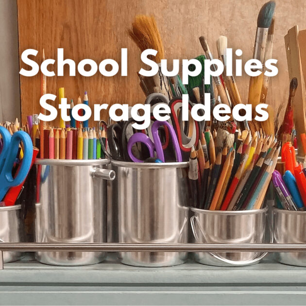 school supplies organized in an organized desk